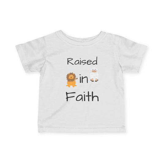 Cute 'Raised in Faith' Infant Tee - Adorable Baby T-Shirt for Christian Families